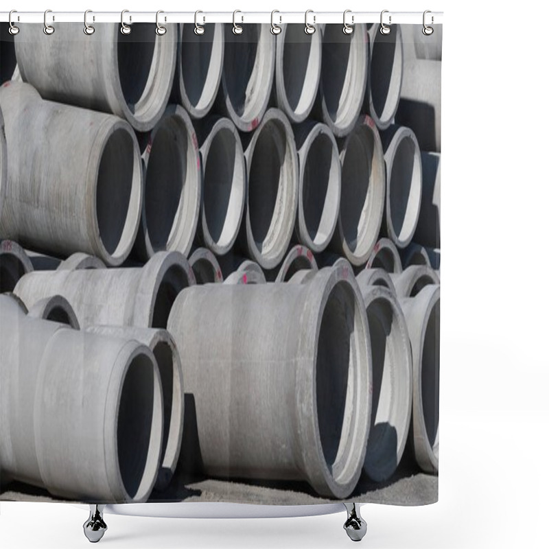 Personality  Concrete Round Big Pipes Stacked Shower Curtains