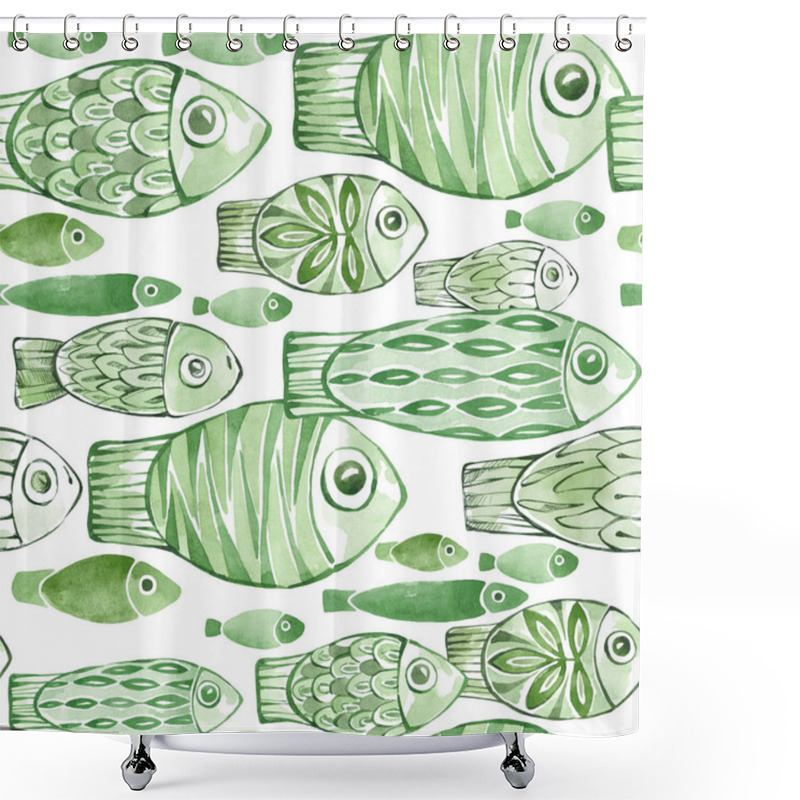 Personality  Seamless Pattern With Fishes. Shower Curtains