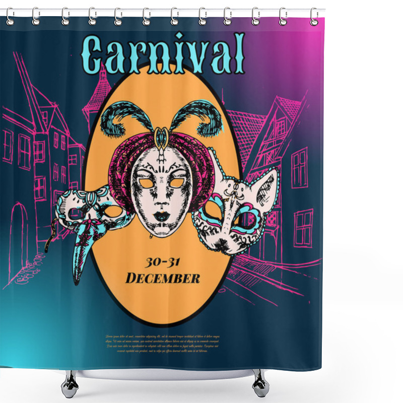 Personality  Venetian Carnival Mask Composition Poster Shower Curtains