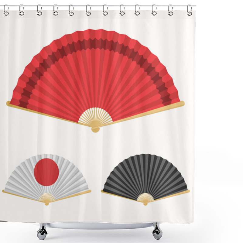 Personality  Japan Folding Fan. Japanese Culture Symbol. Hand Paper Fan Set Shower Curtains