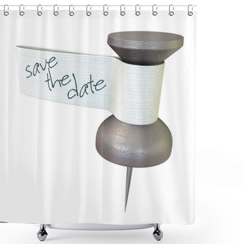 Personality  Save The Date Mteal Thumbtack Shower Curtains