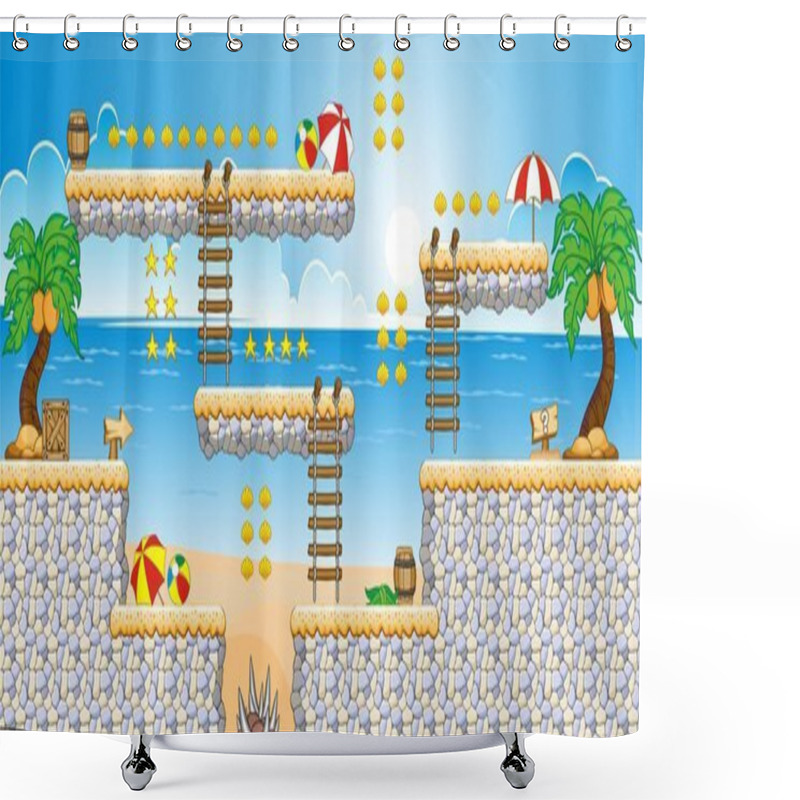 Personality  Tile Set Platform For Game 11 Shower Curtains