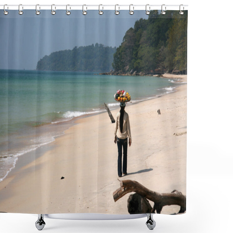 Personality  Selling Fruit On The Beach - Sihanoukville, Cambodia Shower Curtains