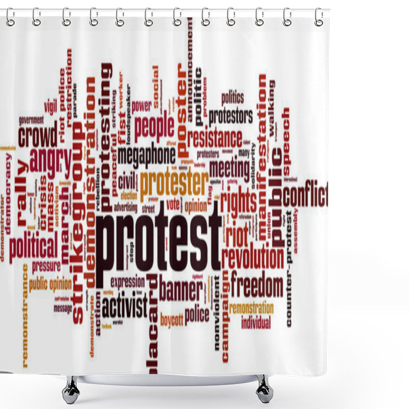 Personality  Protest Word Cloud Concept. Vector Illustration Shower Curtains