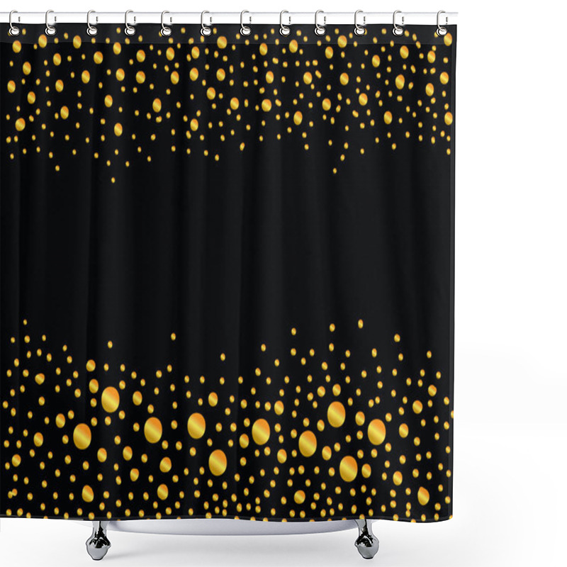 Personality  Gold Dots On Black - Abstract Background. Abstract Gold Polka Dot Ornament On Black. Elegant Artistic Design Element, Canvas, Clip Art. Eps 10. Shower Curtains