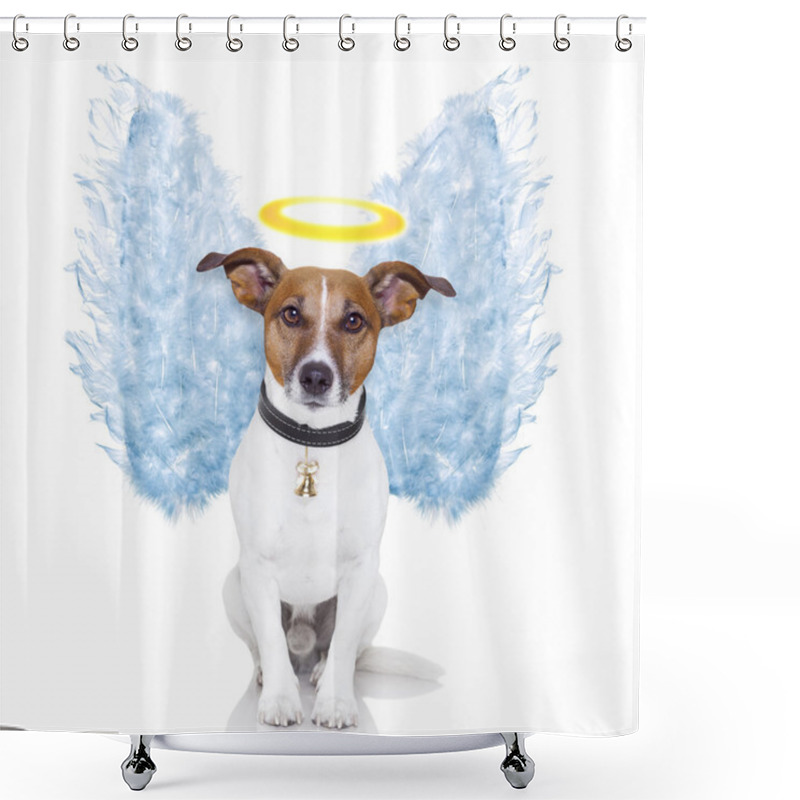 Personality  Angel Dog Feather Wings Aura Nimbus Shower Curtains