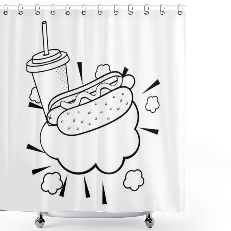 Personality  Hot Dog With Soda Black And White Shower Curtains