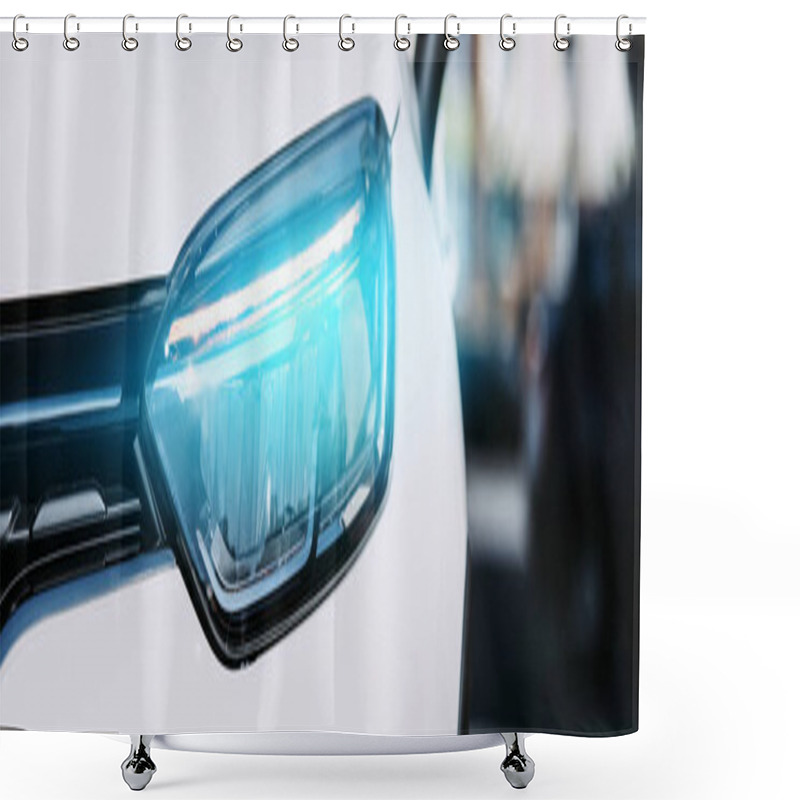 Personality  Close Up View Of White Car On Street Shower Curtains