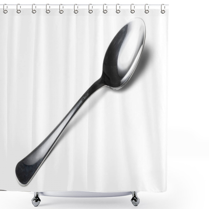 Personality  Cutlery Dessert Spoon Isolated On White Background Shower Curtains