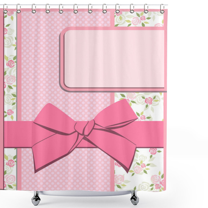 Personality  Flower Pattern Greeting Card Cover With Bow Shower Curtains