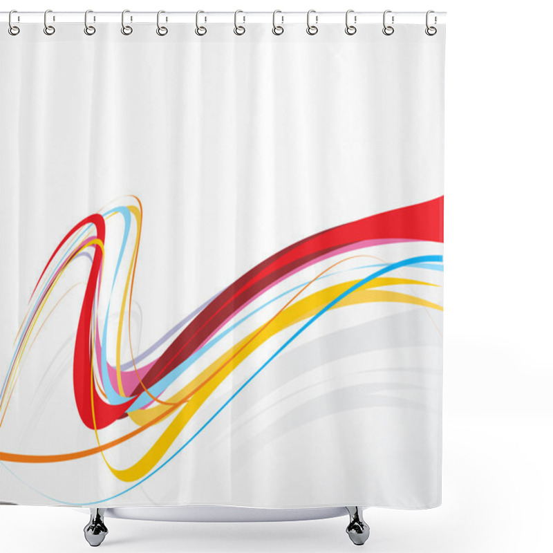 Personality  Rainbow Wave Line Shower Curtains