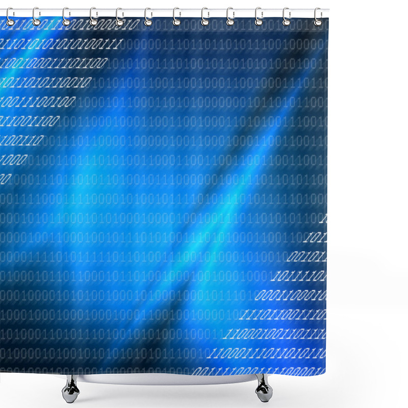 Personality  Blue Binary Codes Background , Internet Or New Technology Conception Shower Curtains