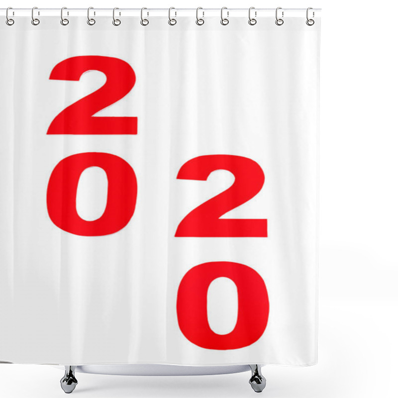 Personality  Top View Of Red 2020 Number Isolated On White Shower Curtains