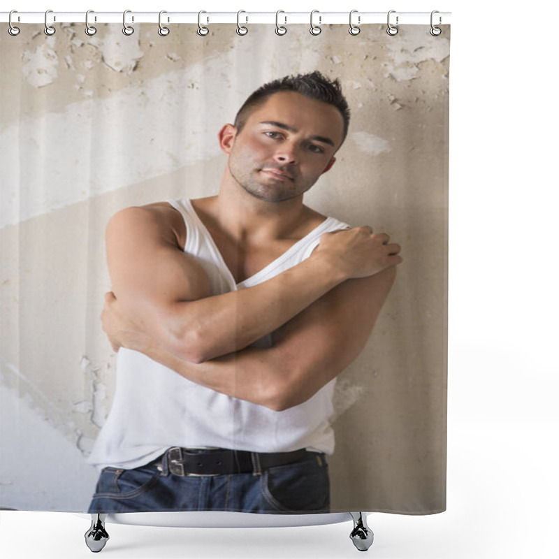 Personality  Young Attractive Muscular Man Shower Curtains