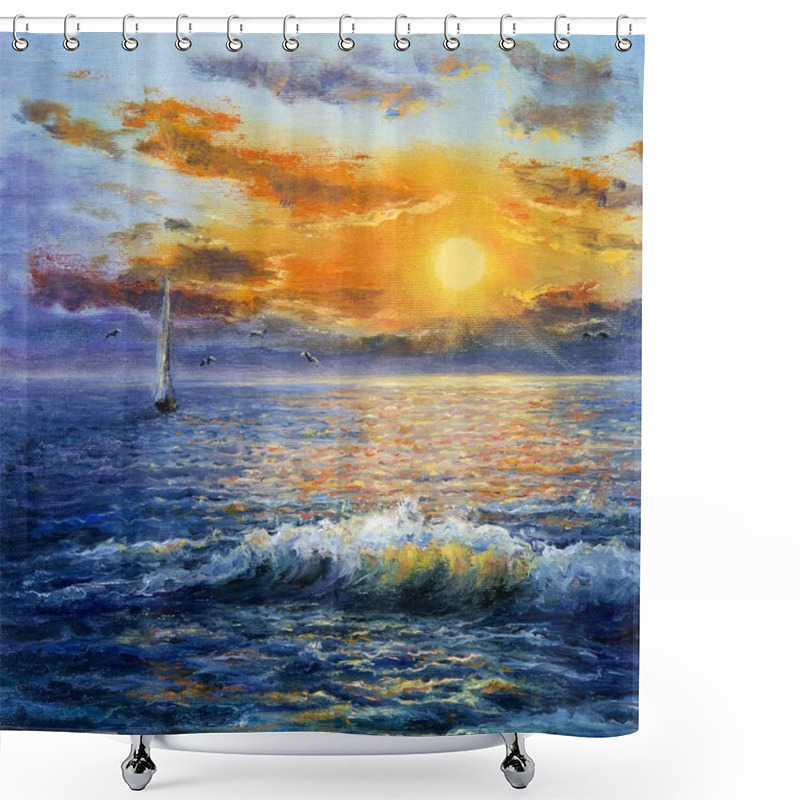 Personality  Sunset Over Ocean Shower Curtains