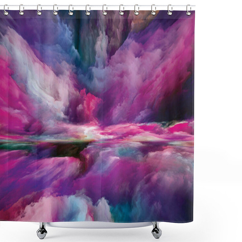 Personality  Land Of Awakening. Escape To Reality Series. Arrangement Of Surreal Sunset Sunrise Colors And Textures On Theme Of Landscape Painting, Imagination, Creativity And Art Shower Curtains