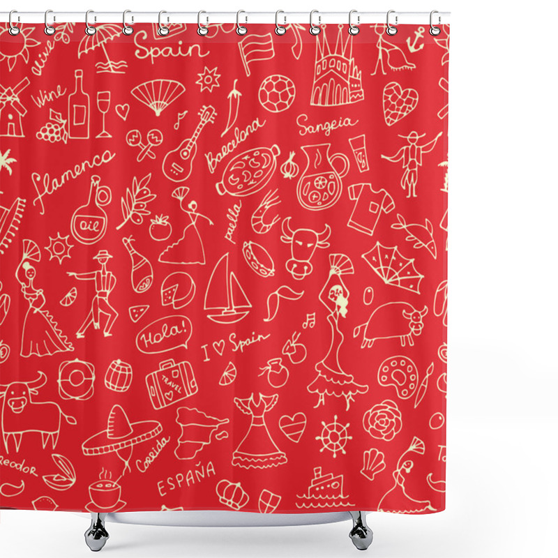 Personality  Spain, Seamless Pattern For Your Design Shower Curtains