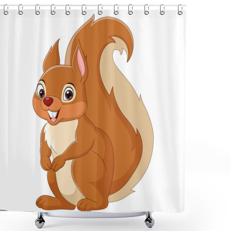 Personality  Vector Illustration Of Cartoon Happy Squirrel Isolated On White Background Shower Curtains