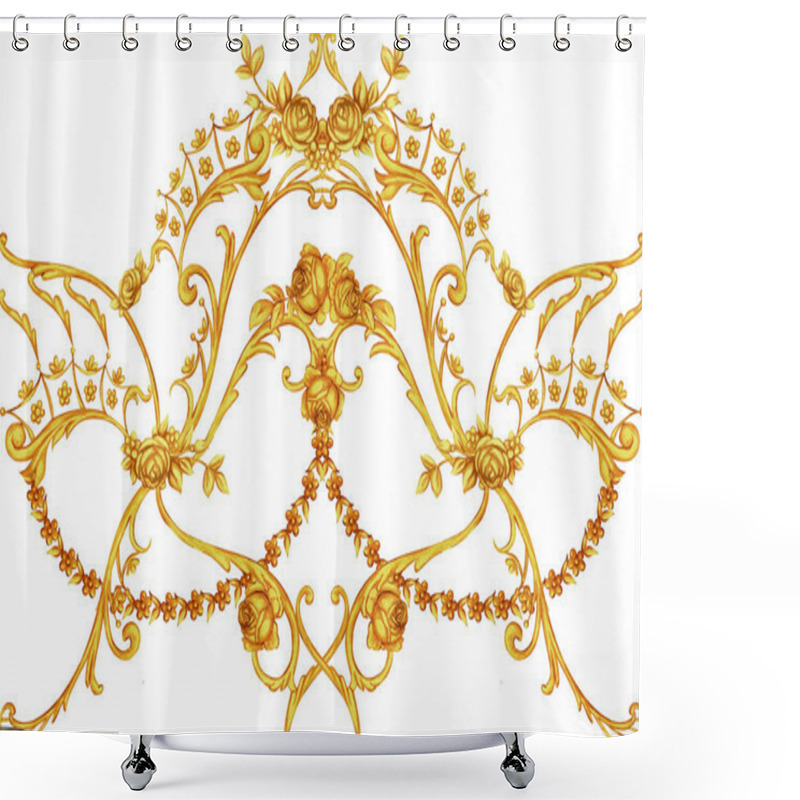 Personality  Rococo Intricate Border With Floral Elements Shower Curtains