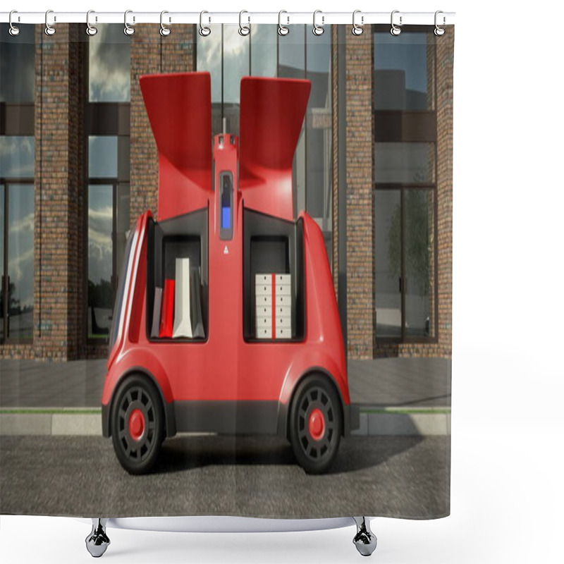 Personality  Automatic Delivery System Concept. 3D Render Shower Curtains