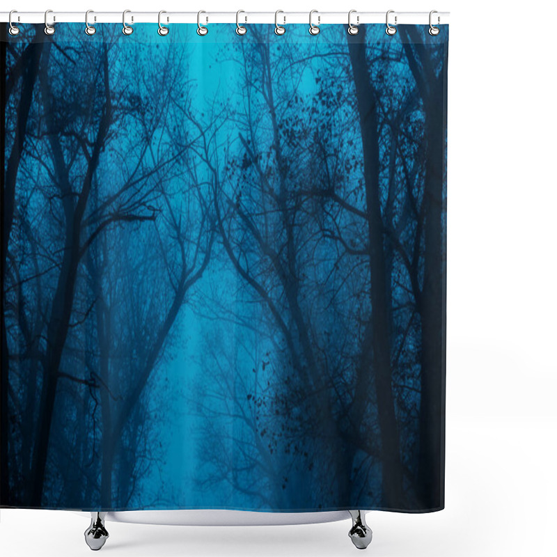 Personality  Foggy Silhouettes Of Trunks And Branches Shower Curtains