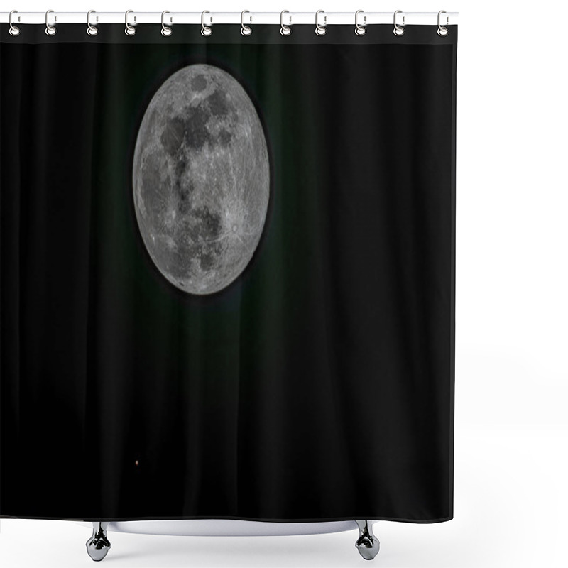 Personality  A Stunning High-resolution Image Of The Wolf Moon Glowing Brightly Against The Dark January Night Sky, Showcasing Intricate Lunar Surface Details. Shower Curtains