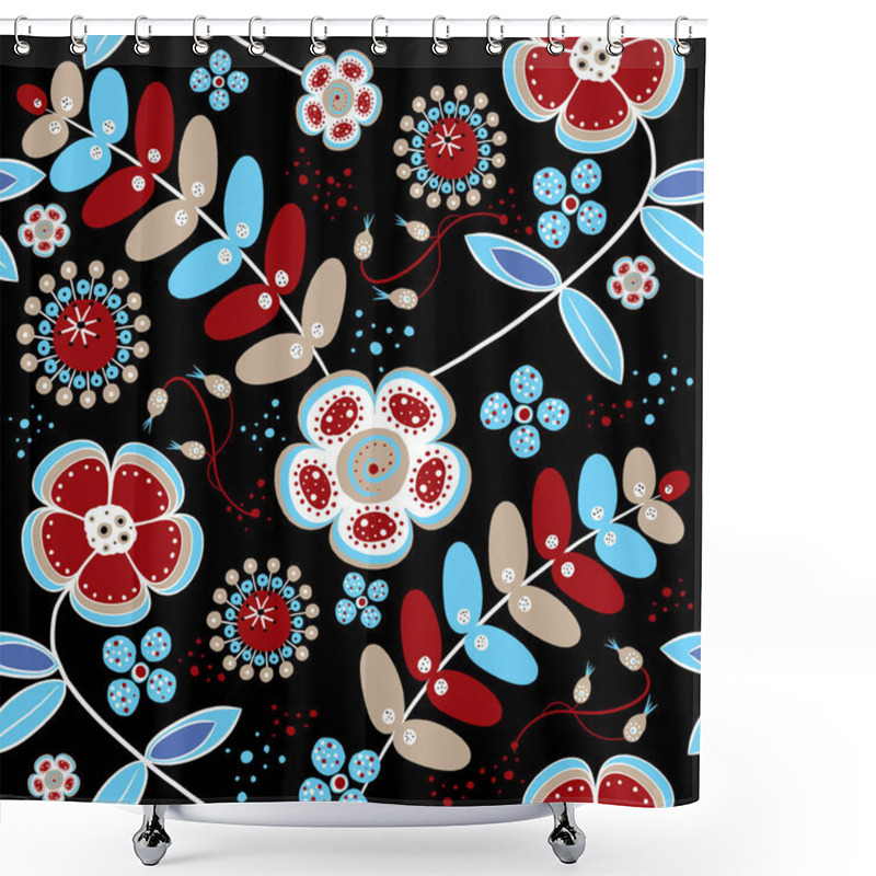 Personality  Bohemian Garden - Boho Hippie Flower Power Seamless Pattern Shower Curtains