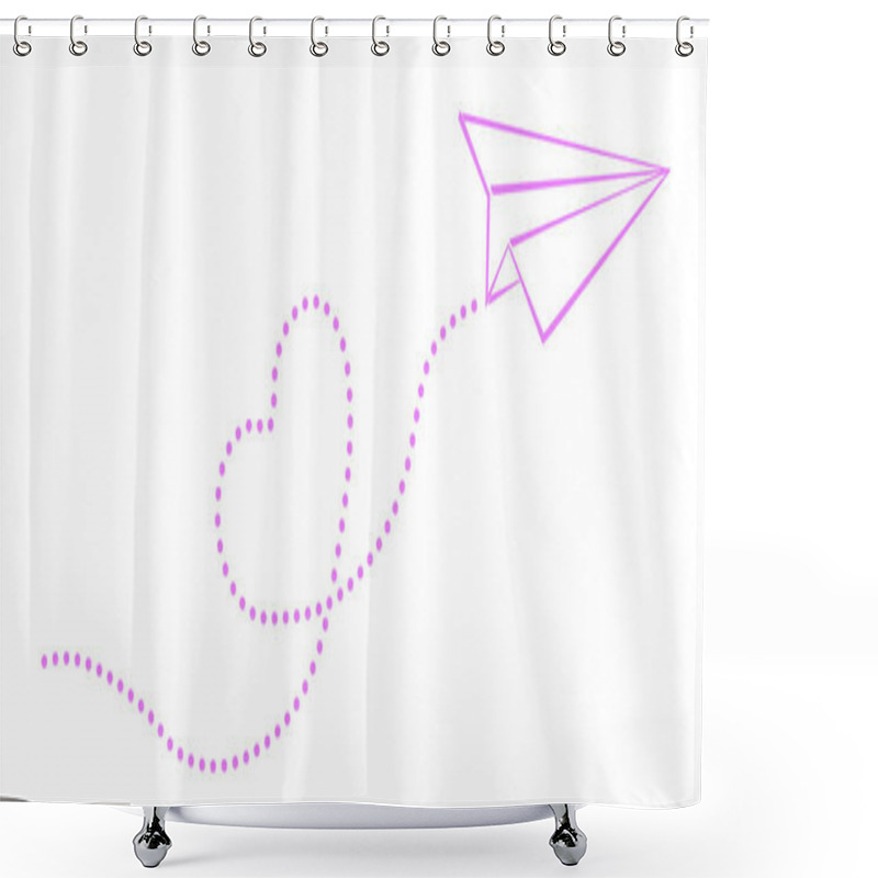 Personality  Simple Paper Plane And Heart Shaped Flight Path Shower Curtains