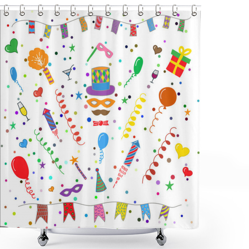 Personality  Carnival Symbols Collection - Carnival Masks, Party Decorations. Shower Curtains