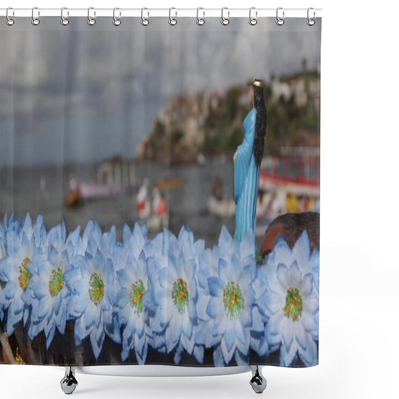 Personality  Salvador, Bahia, Brazil - February 2, 2014: Image Of The Orixa Yemanja Seen During A Celebration By Members Of The Candomeblem Religion In The City Of Salvador. Shower Curtains