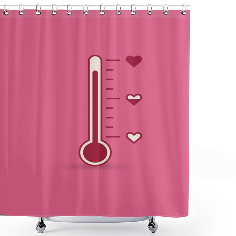 Personality  Heart Thermometer Icon. Love Card. Happy Valentine Shower Curtains