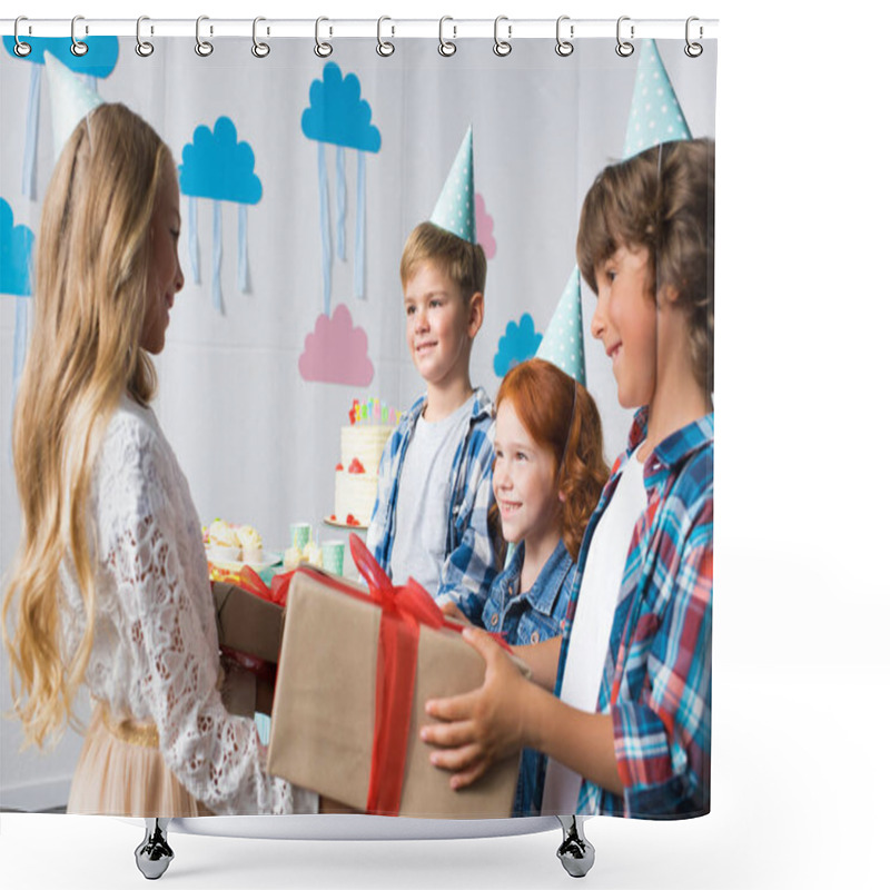 Personality  Children With Gifts At Birthday Party Shower Curtains