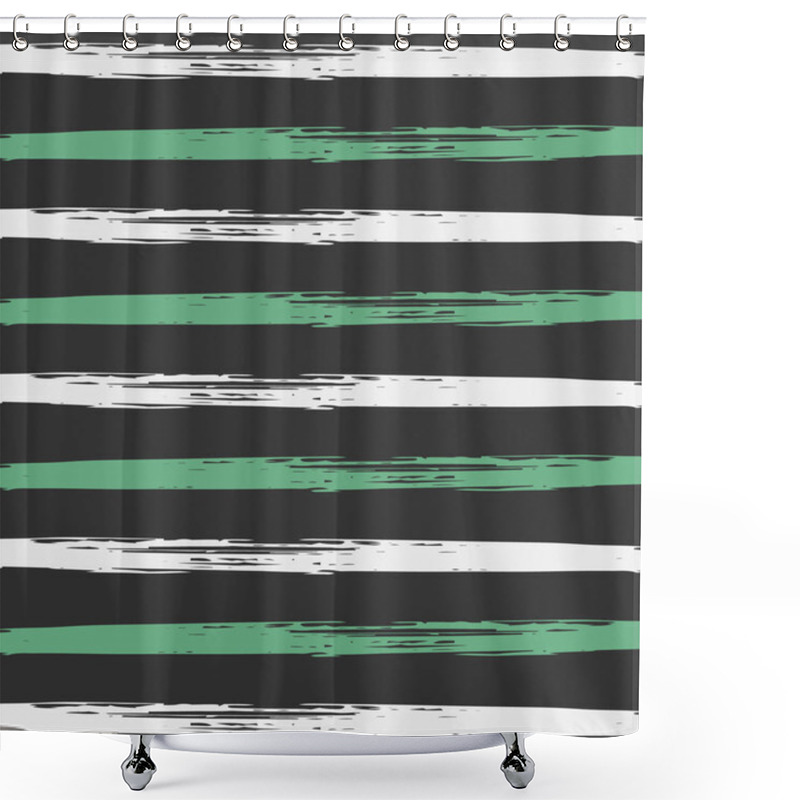 Personality  Vector  Pattern. Striped Hand Painted Background. Grunge Hipster Retro Sailor Stripes. Horizontal Lines Seamless Pattern. Summer Of Autumn Vintage Fashion Design. Watercolor Ink Stripes Shower Curtains