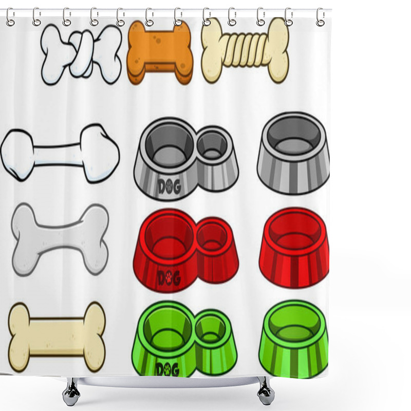 Personality  Set Of Dog Bones Vector Illustration Shower Curtains