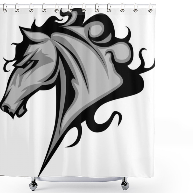 Personality  Wild Horse Or Stallion Graphic Mascot Vector Image Shower Curtains