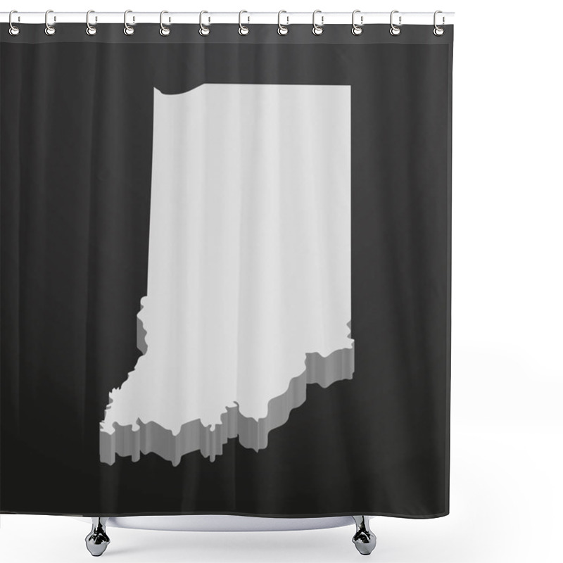 Personality  Indiana State Map In Gray On A Black Background 3d Shower Curtains