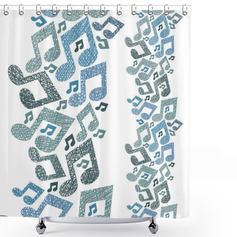 Personality  Music Theme Seamless Pattern With Notes, Vertical Composition, R Shower Curtains