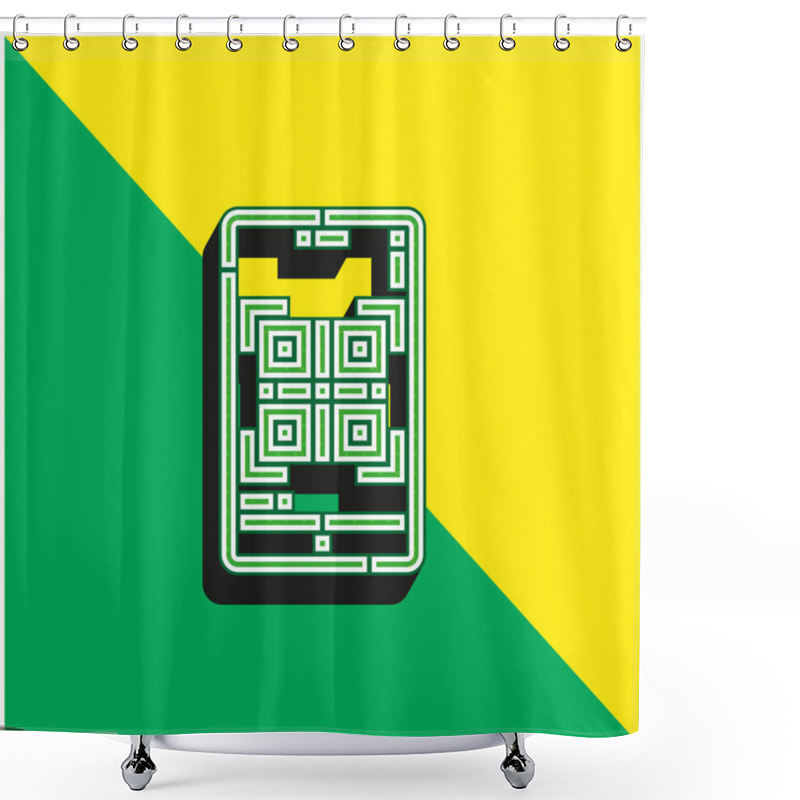 Personality  Barcode Green And Yellow Modern 3d Vector Icon Logo Shower Curtains