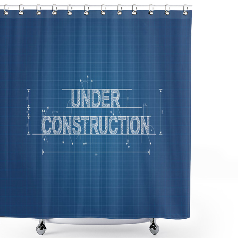 Personality  Under Construction Blueprint, Technical Drawing, Scribble Style Shower Curtains