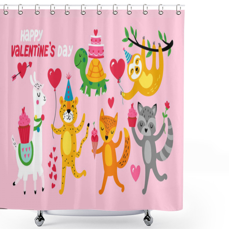 Personality  Valentine's Day Cute Animals Set  Shower Curtains