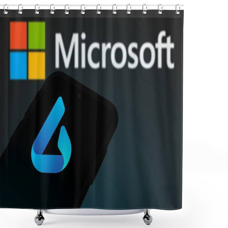 Personality  Chittagong, Bangladesh- 25 September 2024: Microsoft Bing Logo Is Displayed On Smartphone. Shower Curtains