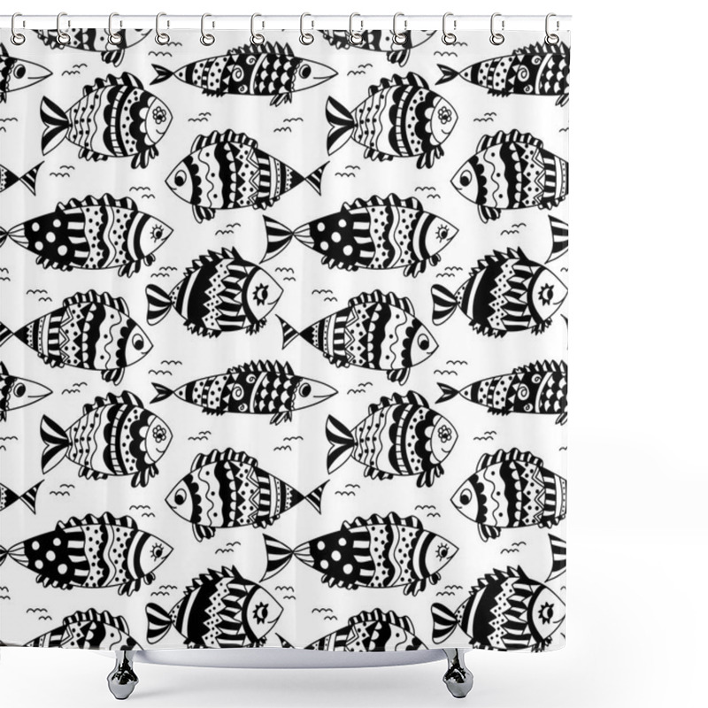 Personality  Sea Seamless With Marine Life. Shower Curtains