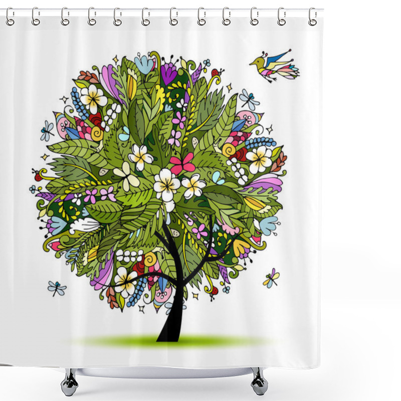 Personality  Tropical Floral Tree For Your Design Shower Curtains