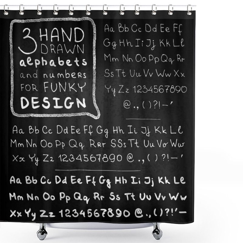 Personality  Hand Three Four Fonts On Blackboard Shower Curtains