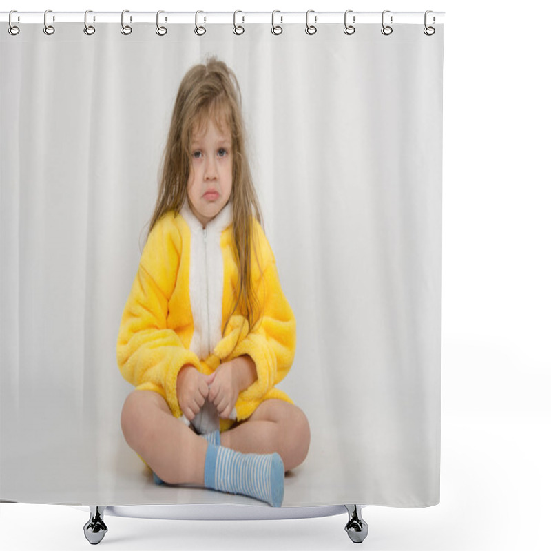 Personality  Offended Girl In Yellow Bathrobe Shower Curtains