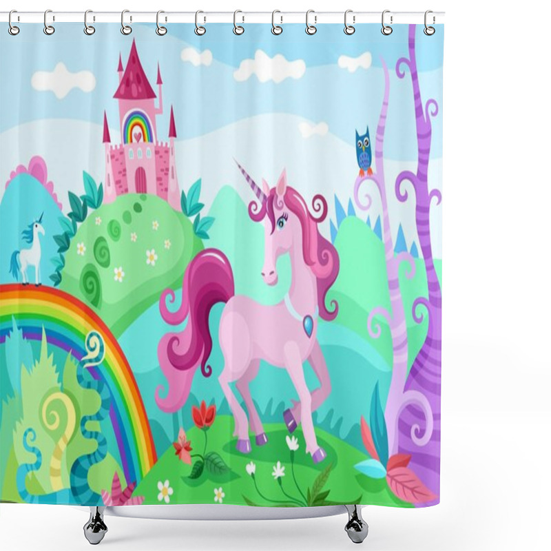 Personality  Unicorn Illustration Shower Curtains