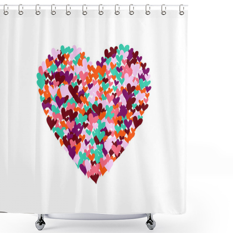 Personality  Illustration Of Big Heart Shape Filled With Hearts Shower Curtains