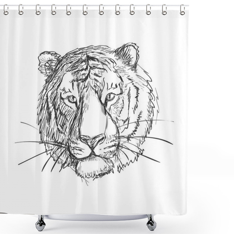 Personality  Sketchy Doodle Tiger Shower Curtains