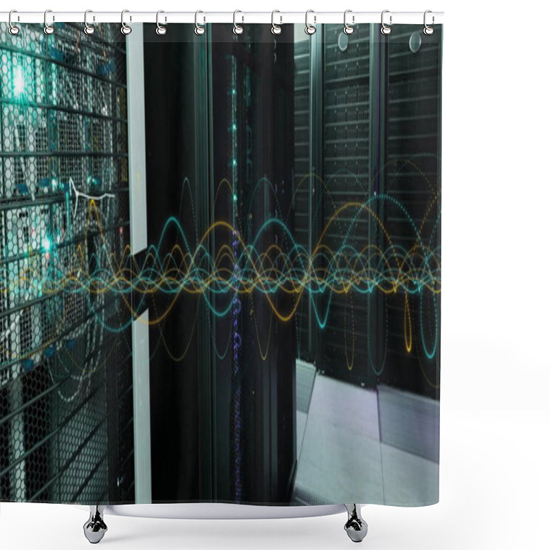 Personality  Image Of Digital Data Processing Over Computer Servers. Global Connections, Computing And Data Processing Concept Digitally Generated Image. Shower Curtains