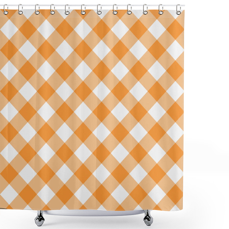 Personality  Gingham Yellow Diagonal Shower Curtains